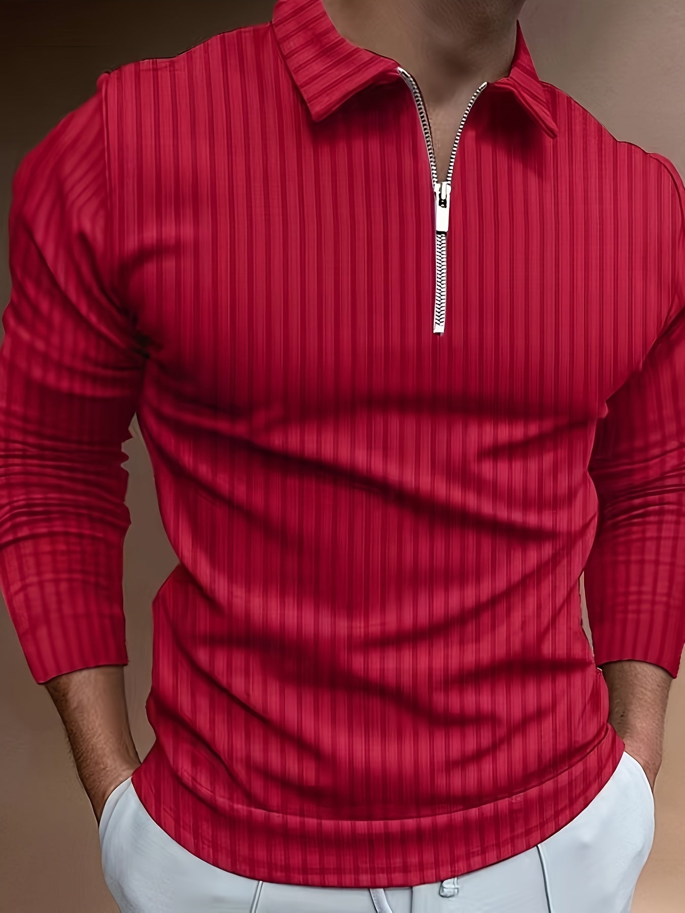 Polo Shirt für Herren - Gerippt & Langarm für den Winter