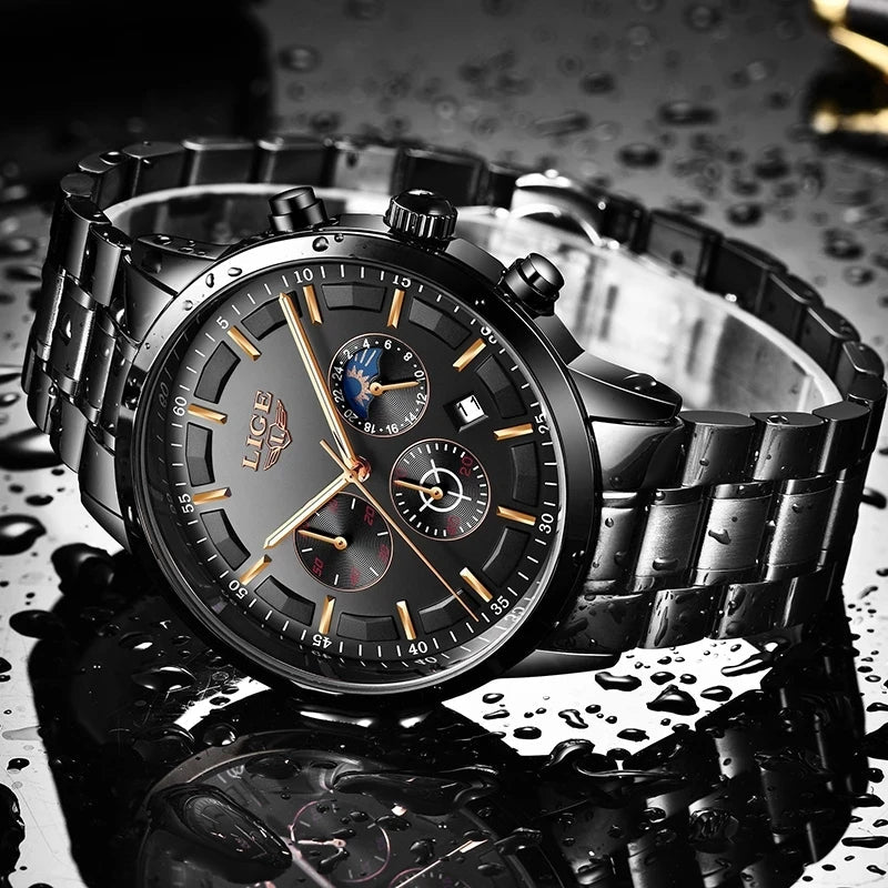 VanguardTime Militair Zwart Stalen Horloge - Tijdloze Elegantie en Stijl