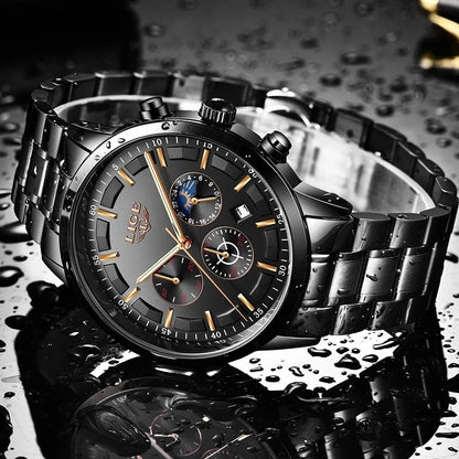 VanguardTime Militair Zwart Stalen Horloge - Tijdloze Elegantie en Stijl