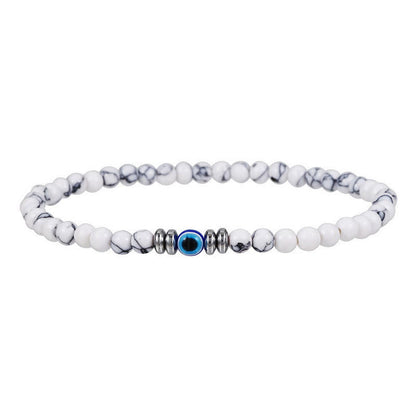 Thor's Hammer "Böses Auge" Herren-Armband aus 4 mm Naturstein | Schutz & Stil