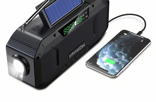 SolaireGuard Notfallradio AM/FM Tragbar mit LED Solar-Handkurbel, USB 5000mAh/10000mAh Wiederaufladbare Taschenlampe Leselampe SOS-Alarm