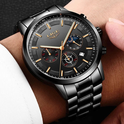 VanguardTime Militair Zwart Stalen Horloge - Tijdloze Elegantie en Stijl