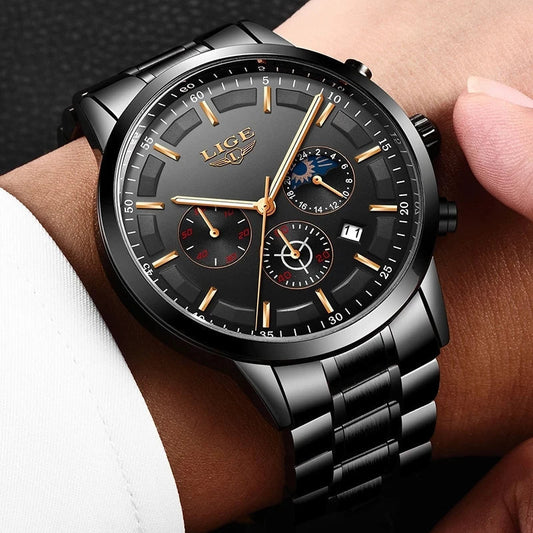 VanguardTime Militair Zwart Stalen Horloge - Tijdloze Elegantie en Stijl