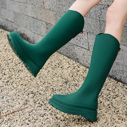 Wasserfeste Damen Herbst-Regenstiefel: Hohe Gummistiefel mit Anti-Rutsch-Sohle für maximalen Komfort und Schutz