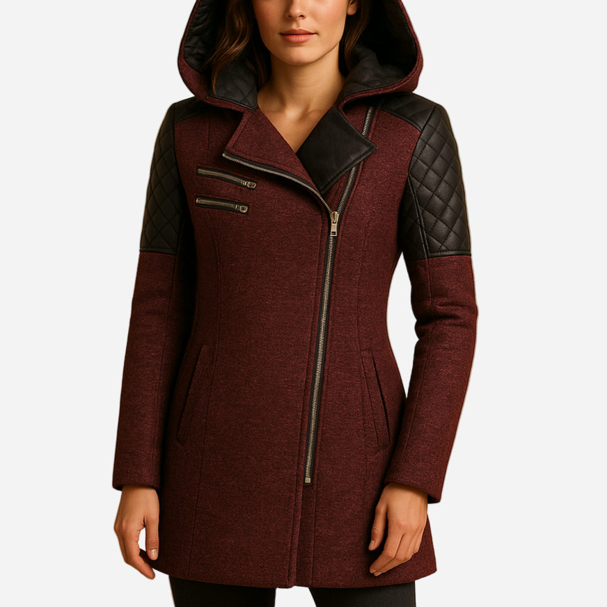 Winterjacke für Damen - Schräger Reißverschluss & Kapuze für den Winter