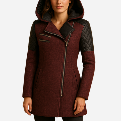 Winterjacke für Damen - Schräger Reißverschluss & Kapuze für den Winter