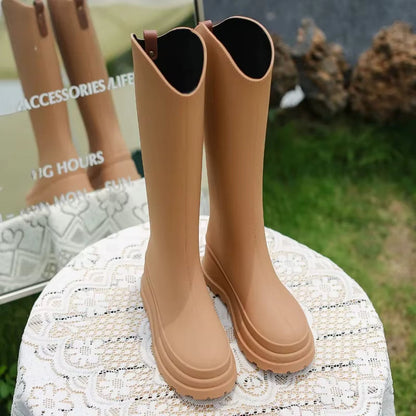 Wasserfeste Damen Herbst-Regenstiefel: Hohe Gummistiefel mit Anti-Rutsch-Sohle für maximalen Komfort und Schutz