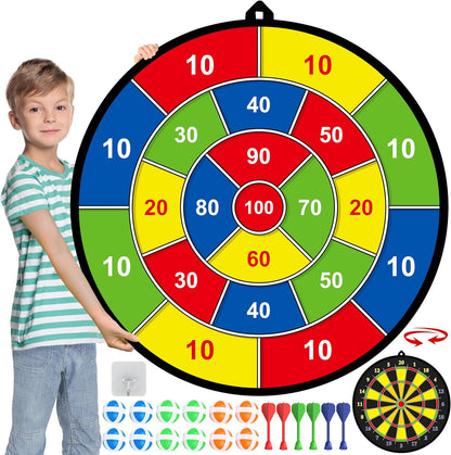 FunVenture Kinder Dartscheibe – Doppelseitig mit Klebepfeilen für Drinnen & Draußen