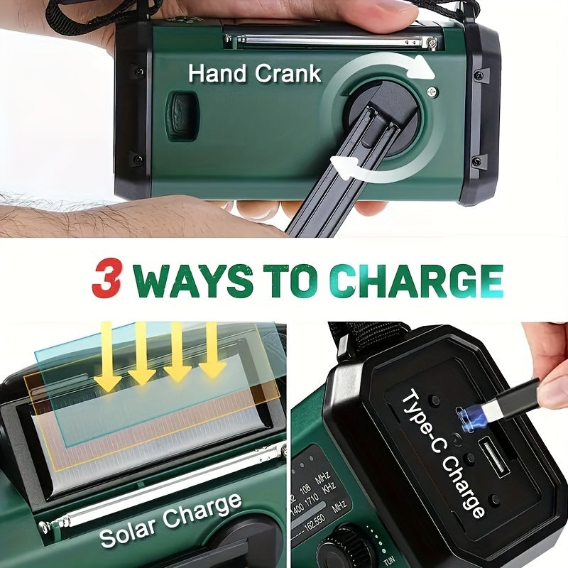 EcoPower Notfallradio: Robuste All-in-One-Lösung mit Solar, Kurbel, Taschenlampe & Powerbank