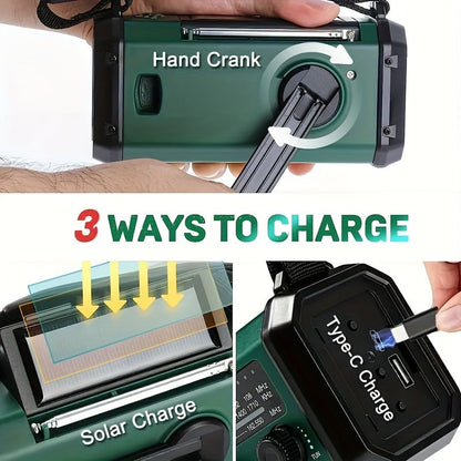 EcoPower Notfallradio: Robuste All-in-One-Lösung mit Solar, Kurbel, Taschenlampe & Powerbank