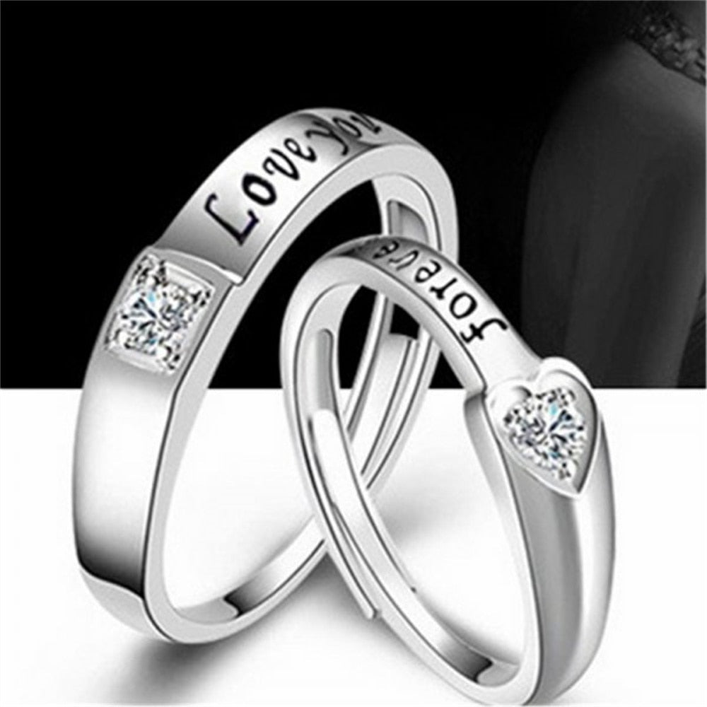 Paar Ewige Liebe Herz Ringe Set - Romantisches Sterling Silber Schmuck-Set für Sie und Ihn