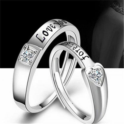 Paar Ewige Liebe Herz Ringe Set - Romantisches Sterling Silber Schmuck-Set für Sie und Ihn