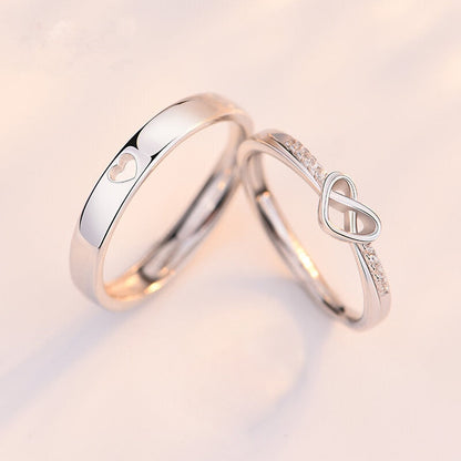 Paar Ewige Liebe Herz Ringe Set - Romantisches Sterling Silber Schmuck-Set für Sie und Ihn