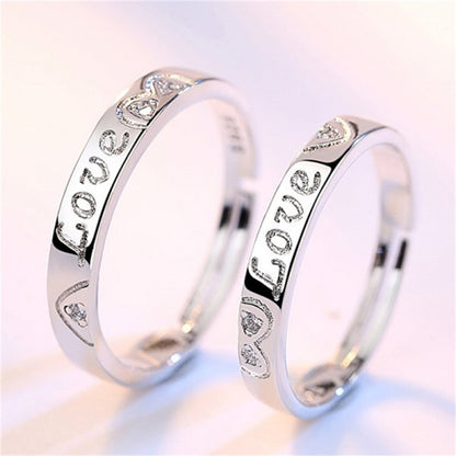 Paar Ewige Liebe Herz Ringe Set - Romantisches Sterling Silber Schmuck-Set für Sie und Ihn