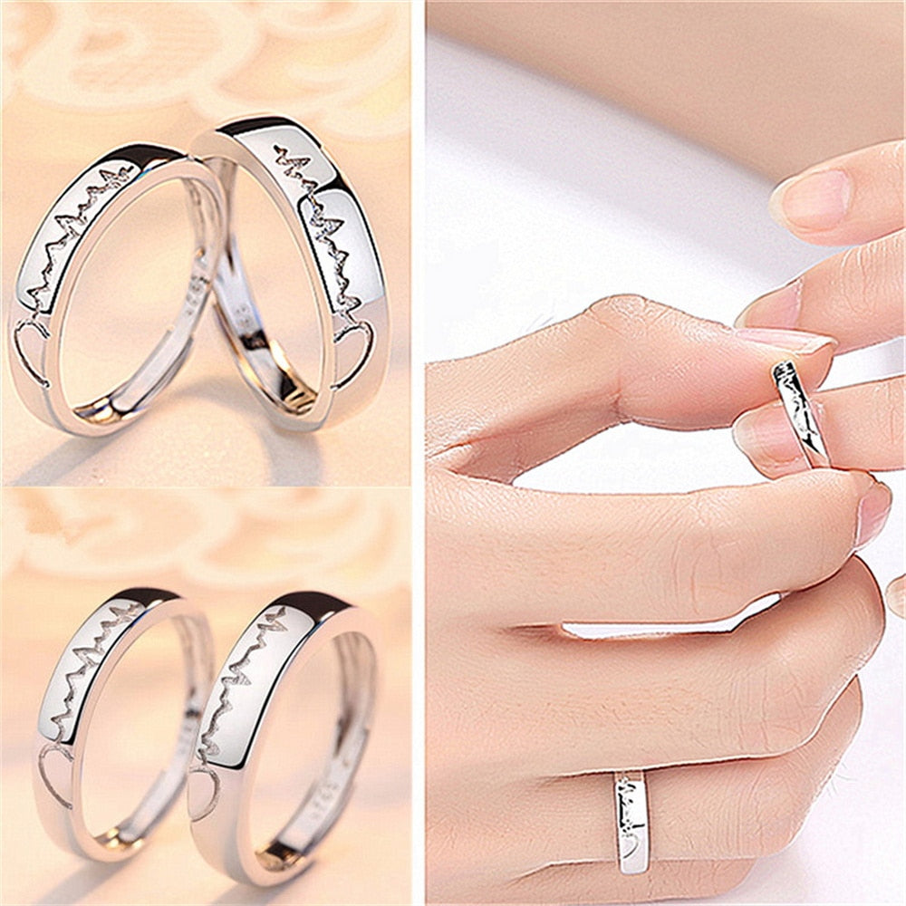 Paar Ewige Liebe Herz Ringe Set - Romantisches Sterling Silber Schmuck-Set für Sie und Ihn
