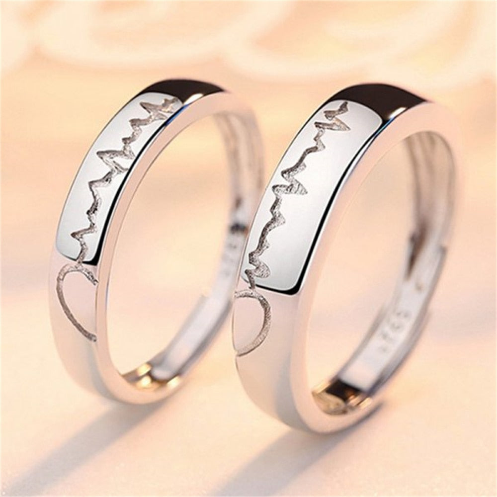 Paar Ewige Liebe Herz Ringe Set - Romantisches Sterling Silber Schmuck-Set für Sie und Ihn