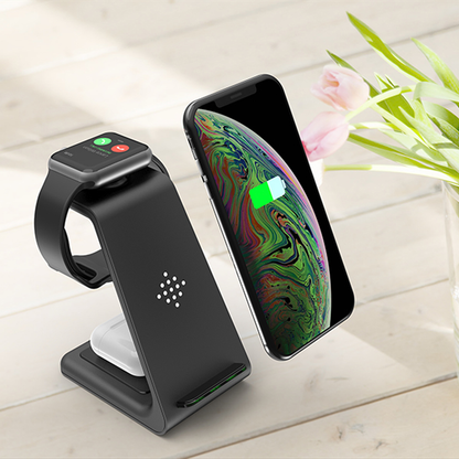 3-in-1 Kabelloses Ladegerät für iPhone & Samsung: Schneller Warp Charge für Handy, Uhr, Kopfhörer - Perfekt für den Herbst