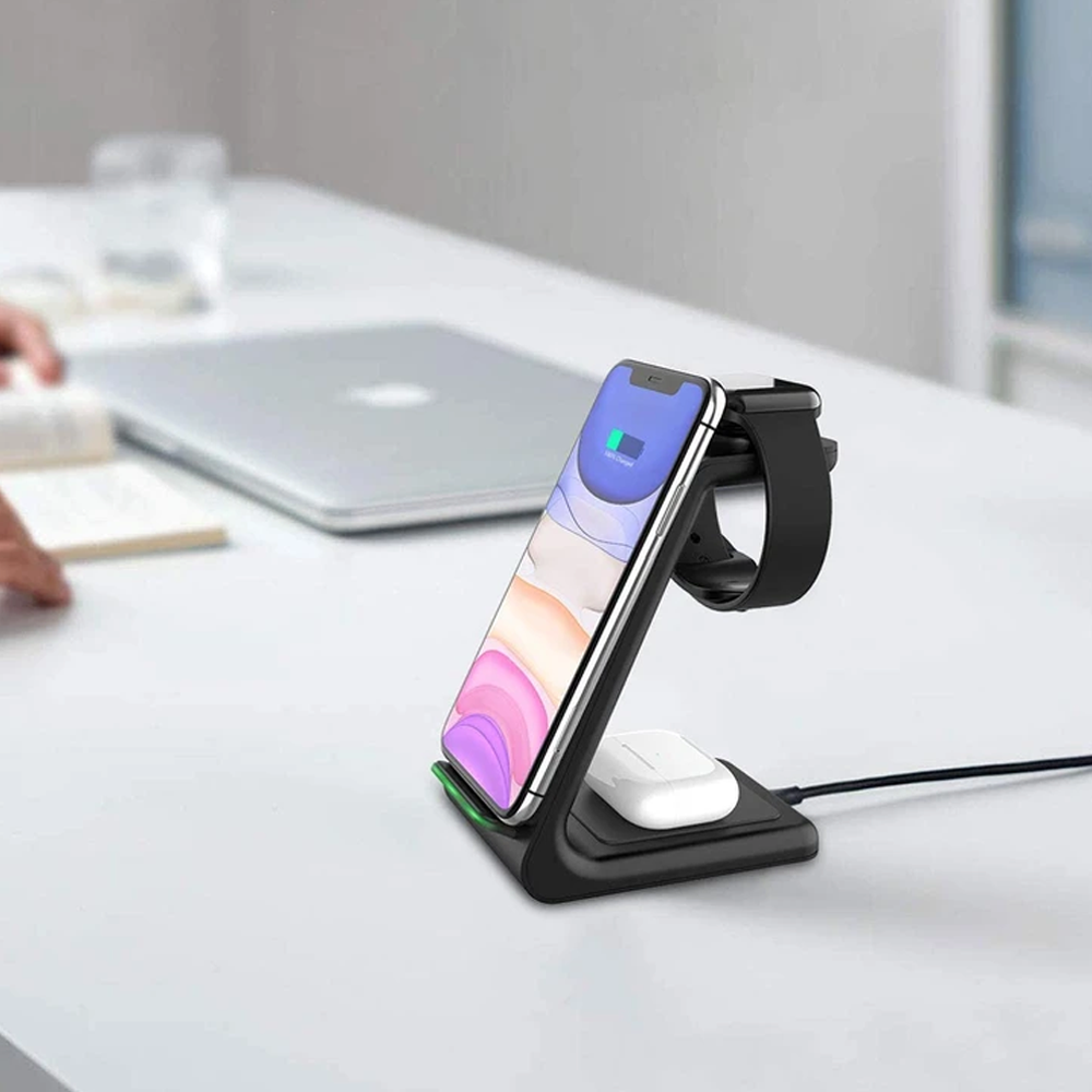 3-in-1 Kabelloses Ladegerät für iPhone & Samsung: Schneller Warp Charge für Handy, Uhr, Kopfhörer - Perfekt für den Herbst