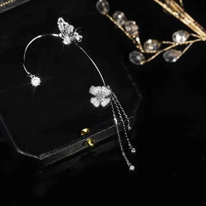 Funkelnde Zirkonia Schmetterlings-Ohrmanschetten ohne Piercing – Eleganter Schmuck für Damen