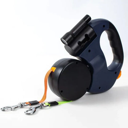 TwinLeash: Verstelbare Dubbele Hondenriem - Geluidsarme, LED-verlichte Wandelingen met Twee Honden