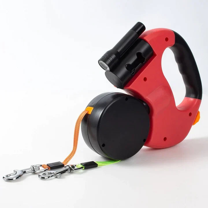 TwinLeash: Verstelbare Dubbele Hondenriem - Geluidsarme, LED-verlichte Wandelingen met Twee Honden
