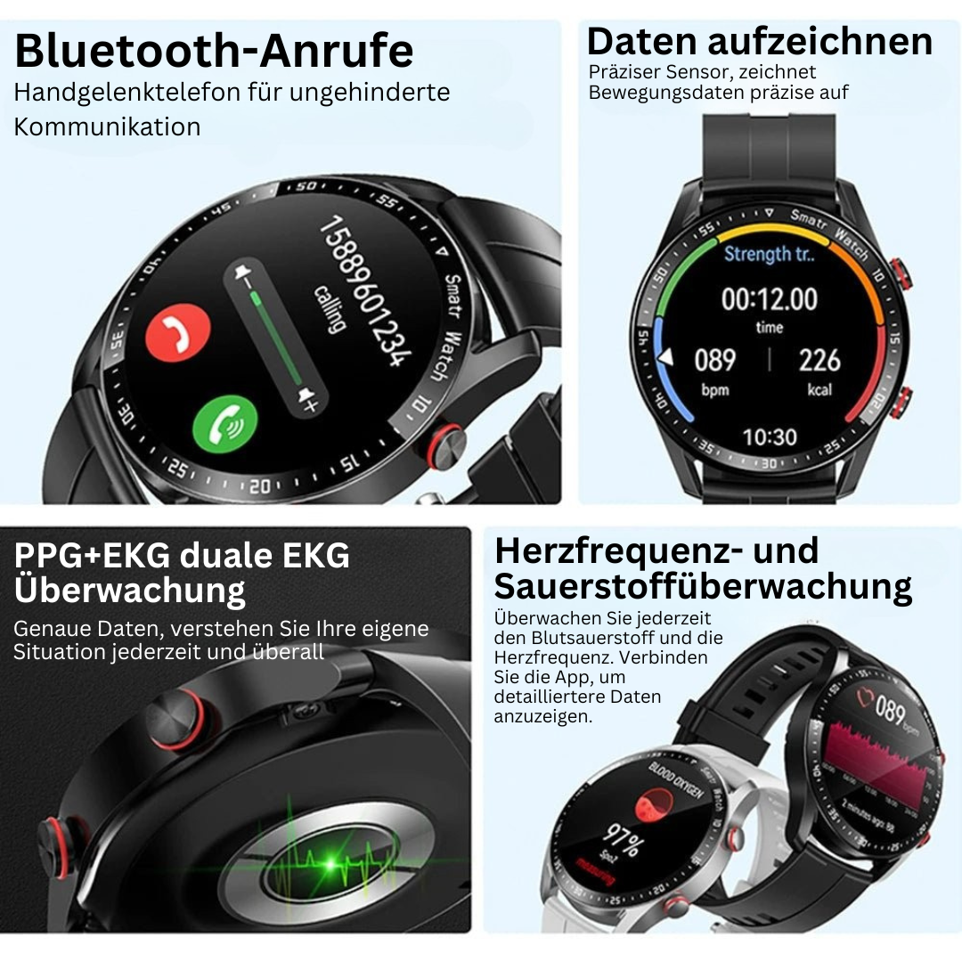 GlucoseGuard Smartwatch: Schmerzfreie Blutzuckermessung & Gesundheitsmonitor