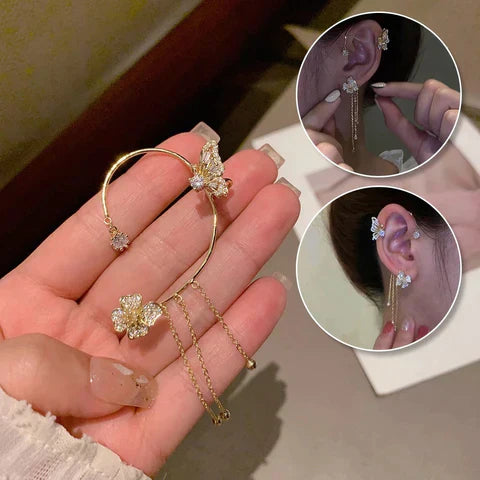 Funkelnde Zirkonia Schmetterlings-Ohrmanschetten ohne Piercing – Eleganter Schmuck für Damen
