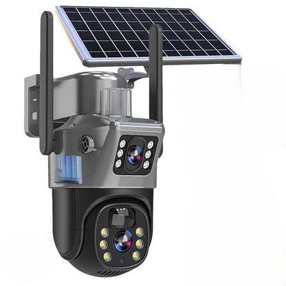 DualGuard 4K Wireless Security Camera with Solar Panel - 4K Ultra HD, 10x Zoom, 360° View, Night Vision, Two-Way Audio, IP66 Weatherproof