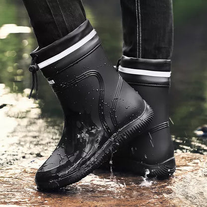 Warme und Wasserdichte Herren-Regenstiefel für den Herbst mit Plüschfutter – Perfekt für nasse Tage