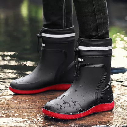 Warme und Wasserdichte Herren-Regenstiefel für den Herbst mit Plüschfutter – Perfekt für nasse Tage