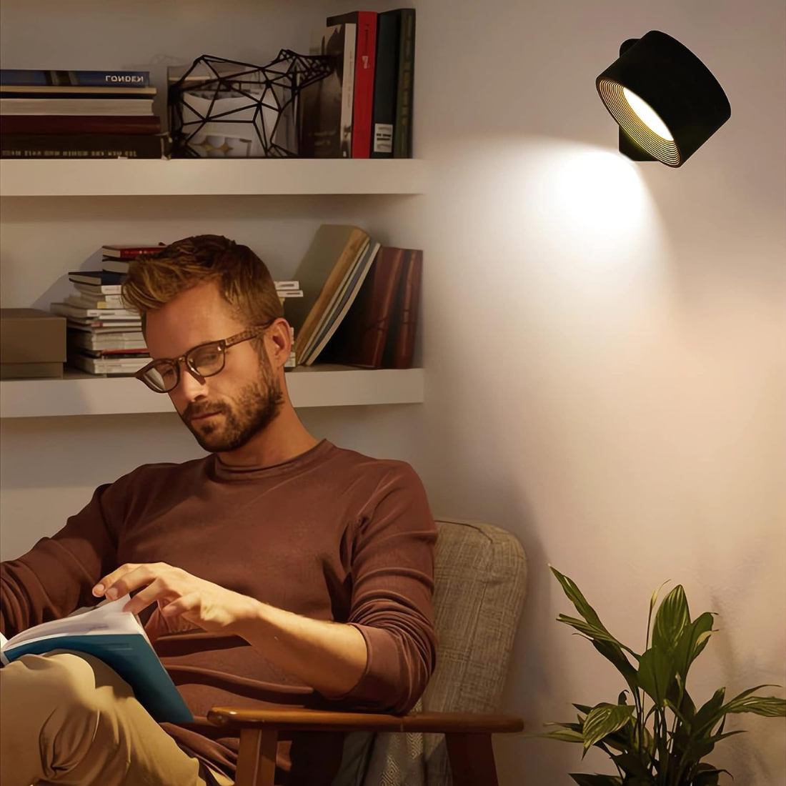 Glow360 | Draadloze, Oplaadbare Wandlamp met 360° Rotatie - Sfeervolle & Flexibele Verlichting