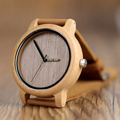 AetherLux - Elegantes Bambus-Holzarmbanduhr mit minimalistischem Design