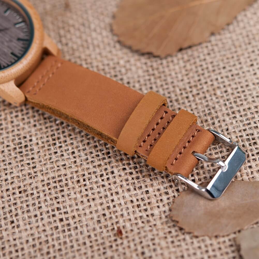 AetherLux - Elegantes Bambus-Holzarmbanduhr mit minimalistischem Design