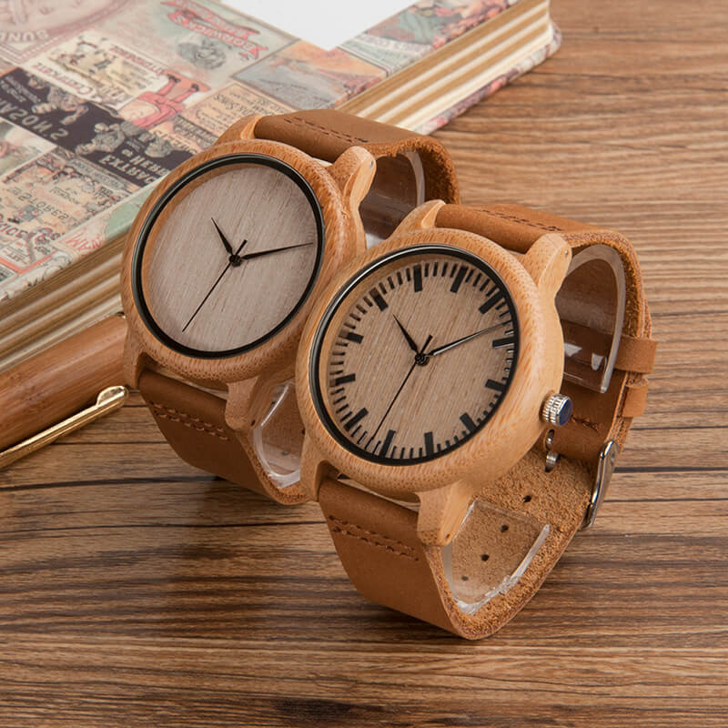 AetherLux - Elegantes Bambus-Holzarmbanduhr mit minimalistischem Design