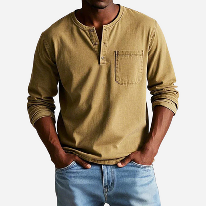 Henley Shirt für Herren - Langarm & Knöpfe für den Winter