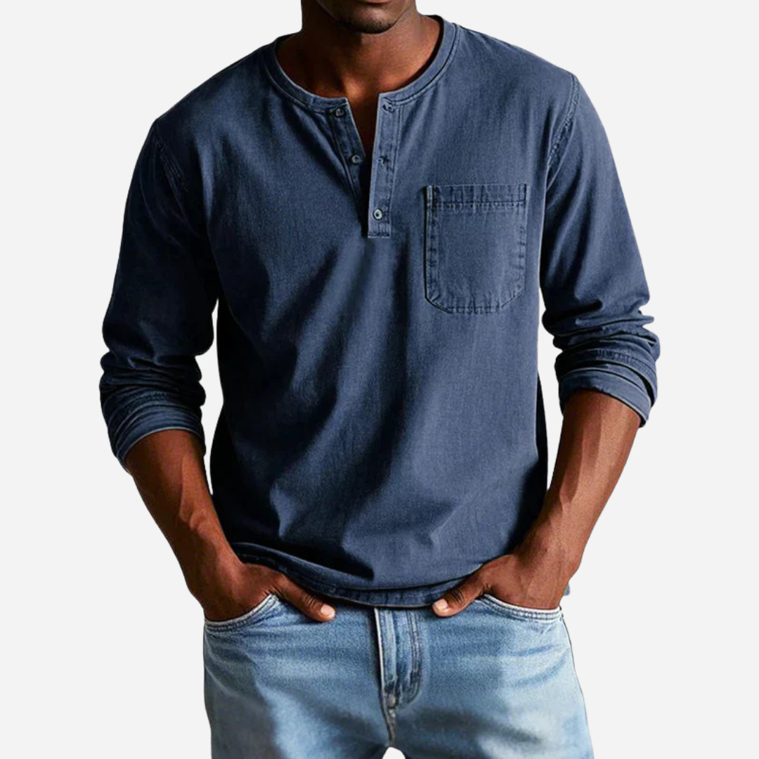 Henley Shirt für Herren - Langarm & Knöpfe für den Winter