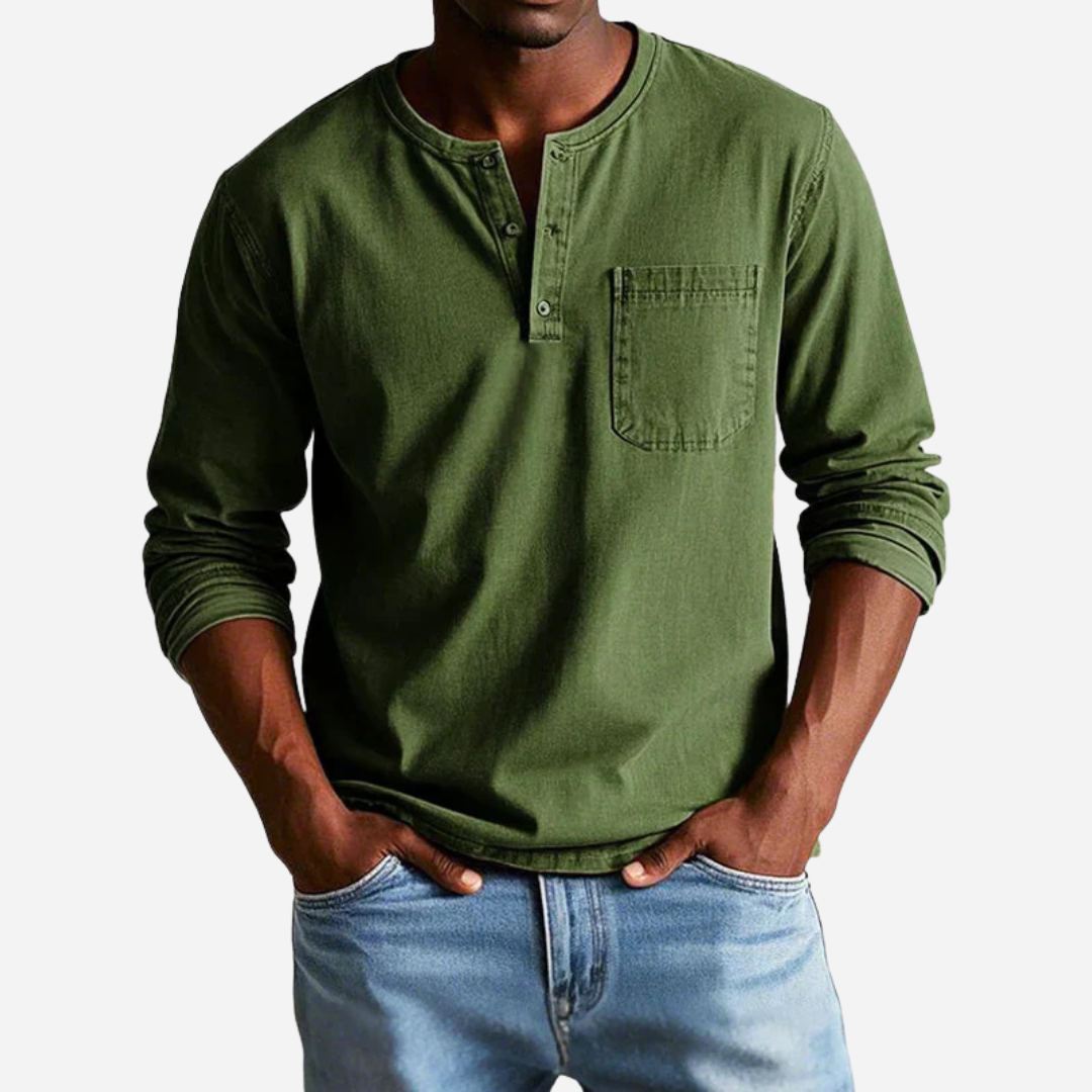 Henley Shirt für Herren - Langarm & Knöpfe für den Winter