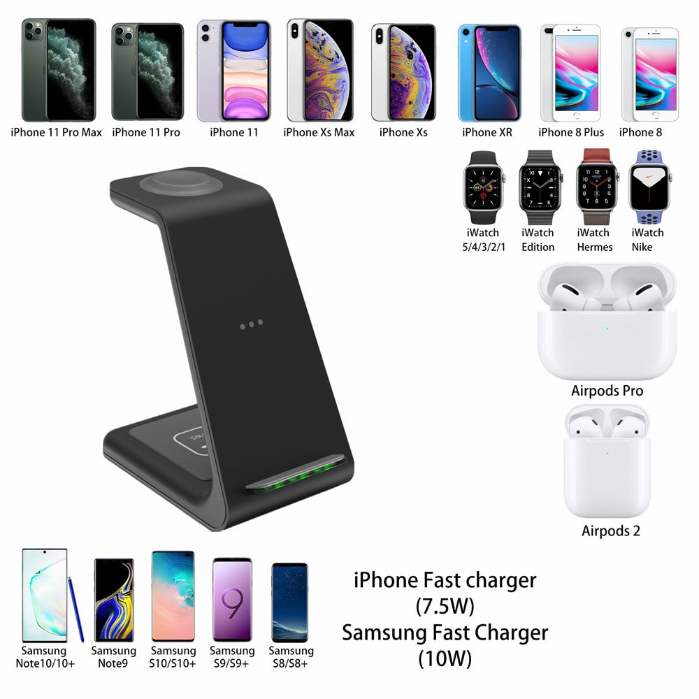 3-in-1 Kabelloses Ladegerät für iPhone & Samsung: Schneller Warp Charge für Handy, Uhr, Kopfhörer - Perfekt für den Herbst