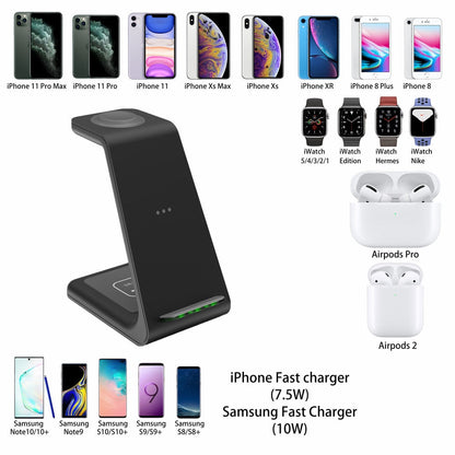 3-in-1 Kabelloses Ladegerät für iPhone & Samsung: Schneller Warp Charge für Handy, Uhr, Kopfhörer - Perfekt für den Herbst