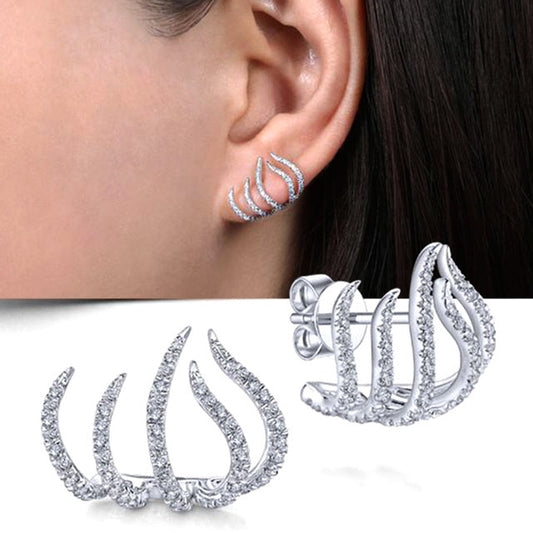 Elegante Wildkraft Klauen Ohrstecker mit AAA-CZ-Kristallen für Damen | Einzigartiges geometrisches Design