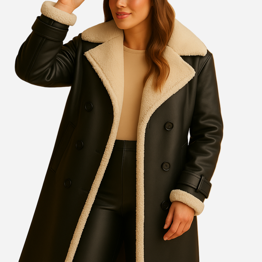 Kaschmir-Mantel für Damen - Lang & Reverskragen für den Winter