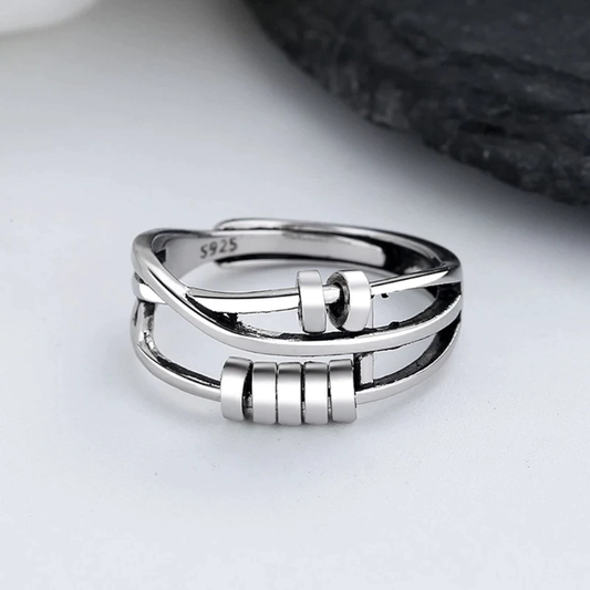 Beruhigender Anti-Angst-Spinner-Ring aus 925er Sterlingsilber - Stressabbau & Linderung von Unruhe