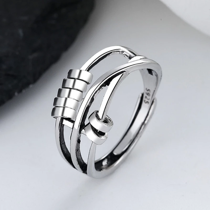 Beruhigender Anti-Angst-Spinner-Ring aus 925er Sterlingsilber - Stressabbau & Linderung von Unruhe