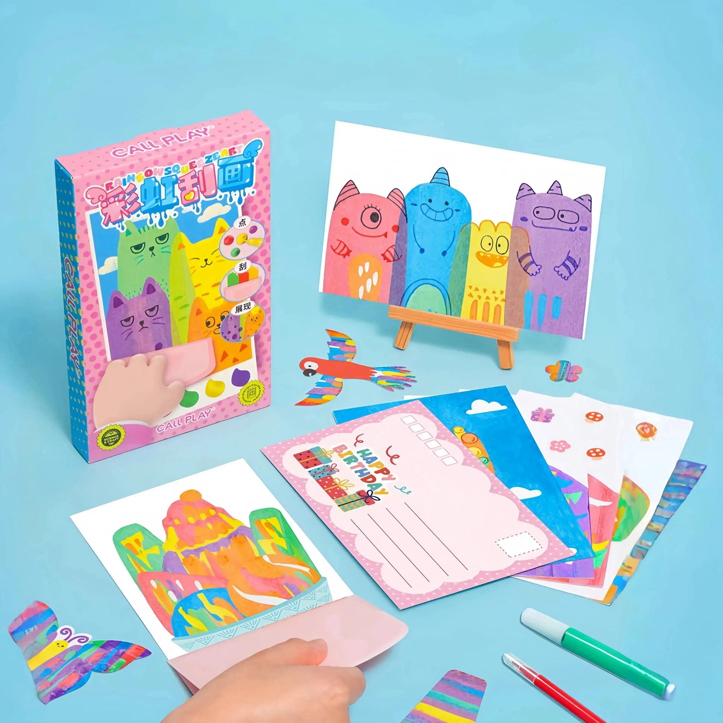 Magisches Kratzbild-Set: Farbenfroher Malspaß ohne Kleckerei für Kinder