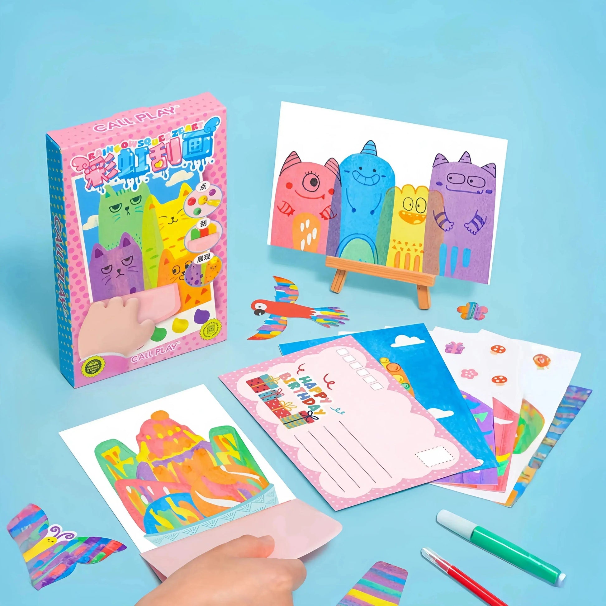 Magisches Kratzbild-Set: Farbenfroher Malspaß ohne Kleckerei für Kinder