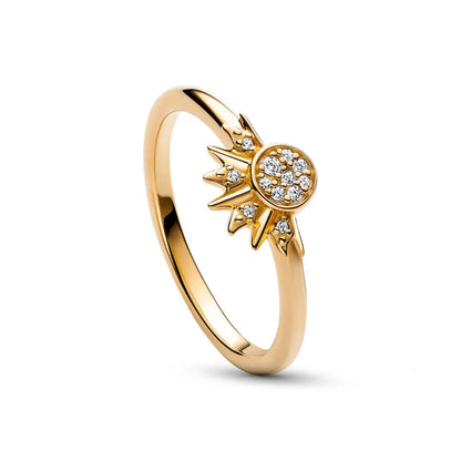 Funkelnder Mond & Sonne Silberkristallring - Himmlische Eleganz für Damen