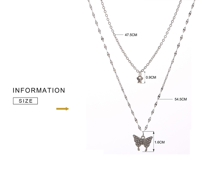 Elegantes zweiteiliges Silberhalsketten-Set mit Schmetterlingsanhänger – Symbol für Transformation und Freude