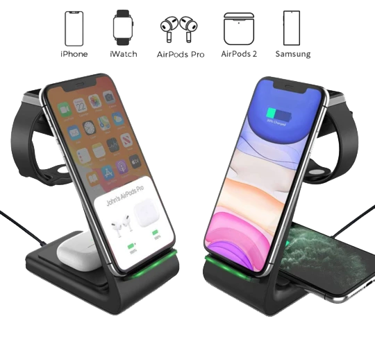 3-in-1 Kabelloses Ladegerät für iPhone & Samsung: Schneller Warp Charge für Handy, Uhr, Kopfhörer - Perfekt für den Herbst