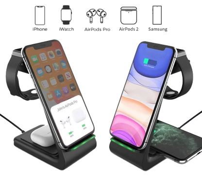 3-in-1 Kabelloses Ladegerät für iPhone & Samsung: Schneller Warp Charge für Handy, Uhr, Kopfhörer - Perfekt für den Herbst