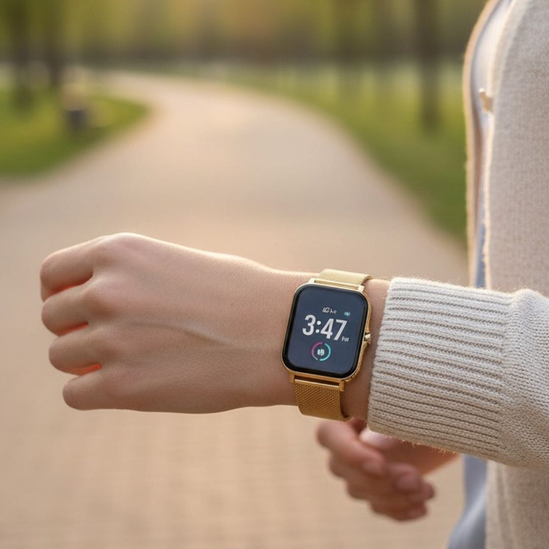 ChicTime - Damen Smartwatch mit Telefonfunktion – Fitness Tracker mit Herzfrequenz & SpO2, wasserdicht, für iOS & Android